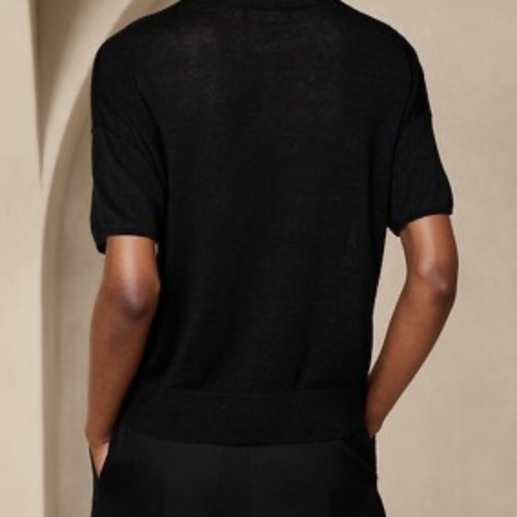 LINEN-BLEND SHORT-SLEEVE SWEATER - Picture 5 of 6